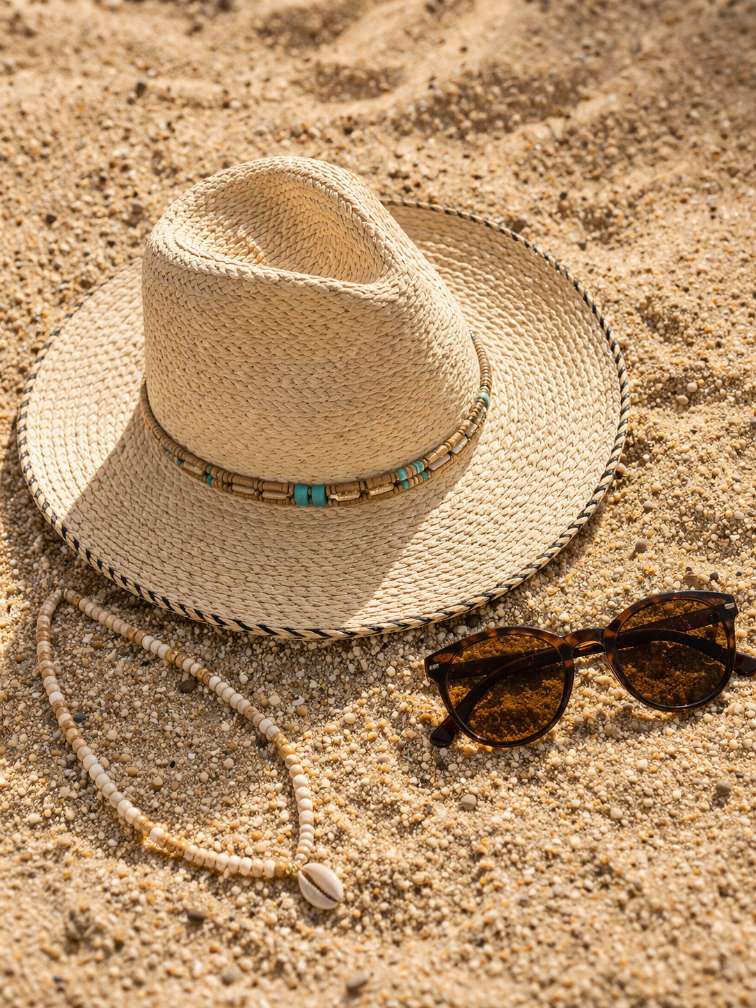 The Turquoise Drift Beaded Straw Hat