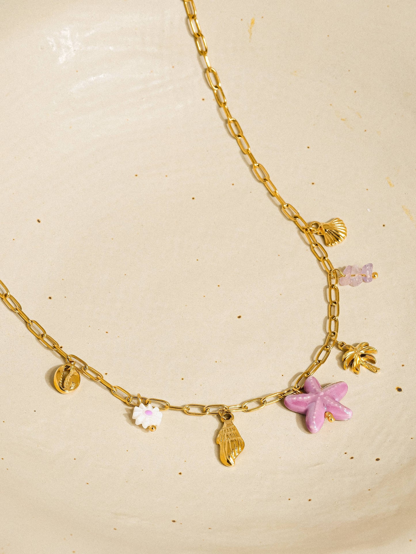 Starfish and Palm Charm Necklace