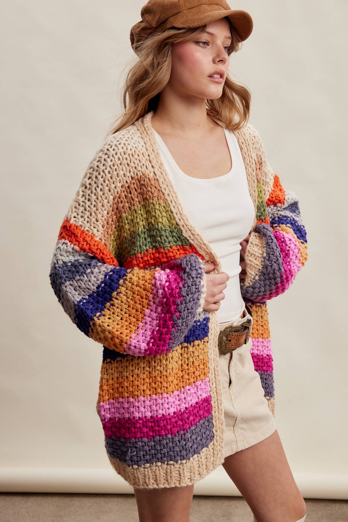 Rainbow Hand-Crochet Open Cardigan LSW0620