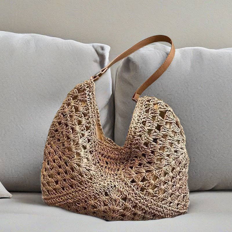 Woven Beach Bag Women's Large Capacity Shoulder Bag Casual Travel