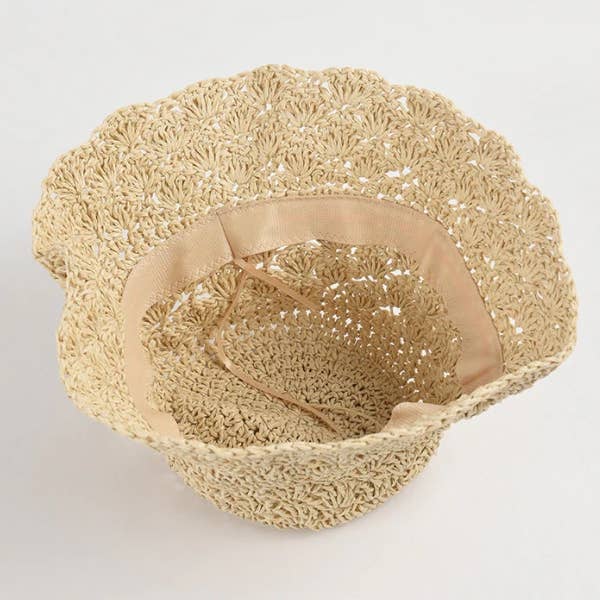 HANDMADE CROCHET FOLDABLE STRAW BUCKET HAT