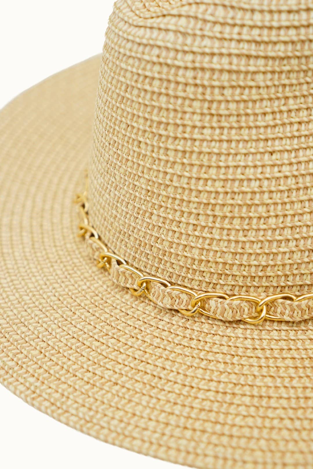 Chained Paper Straw Crushable Packable Fedora, Adjustable