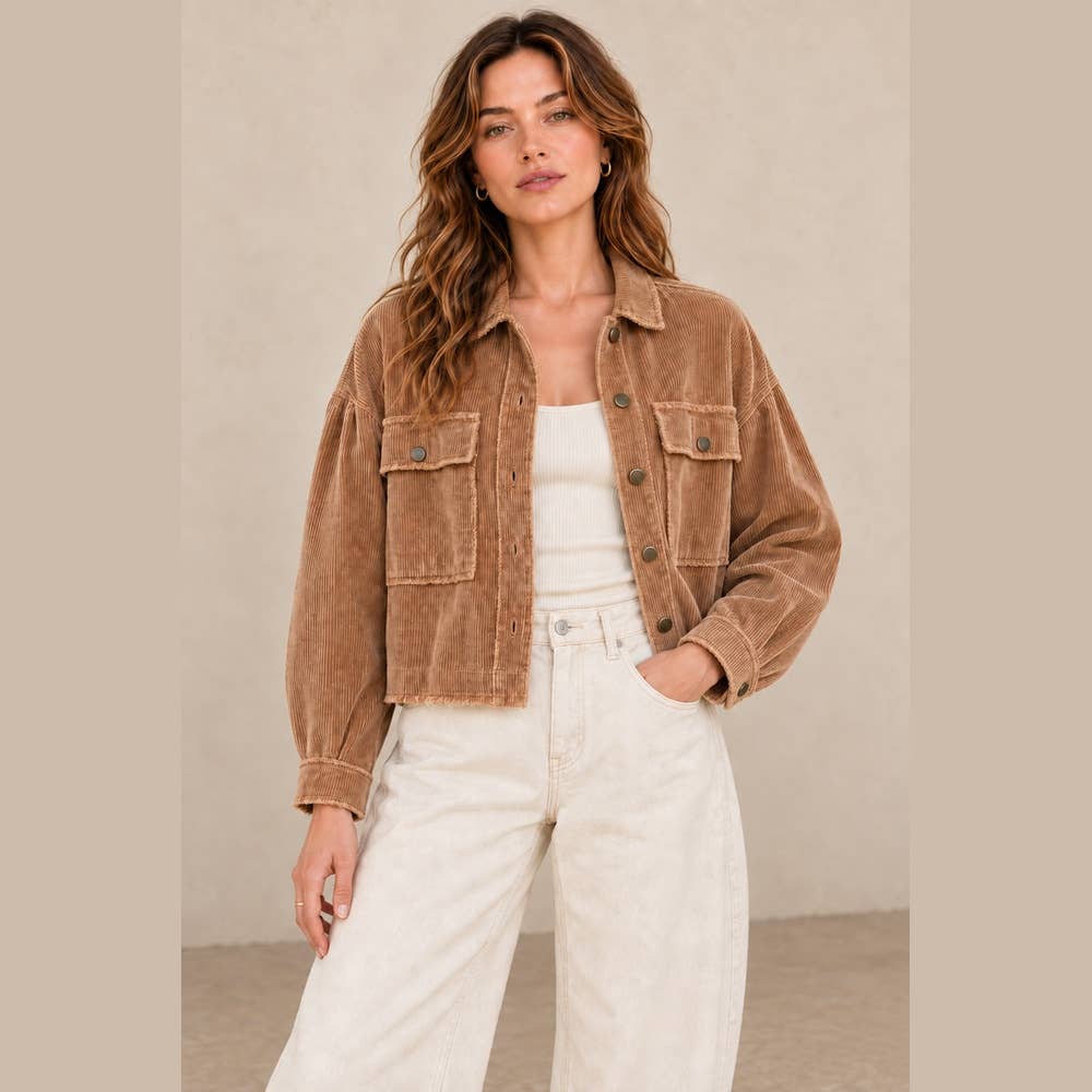 Washed Corduroy Cropped Jacket