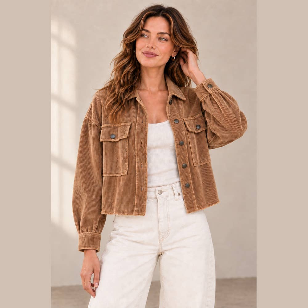 Washed Corduroy Cropped Jacket