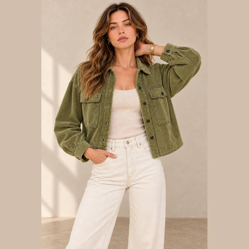 Washed Corduroy Cropped Jacket