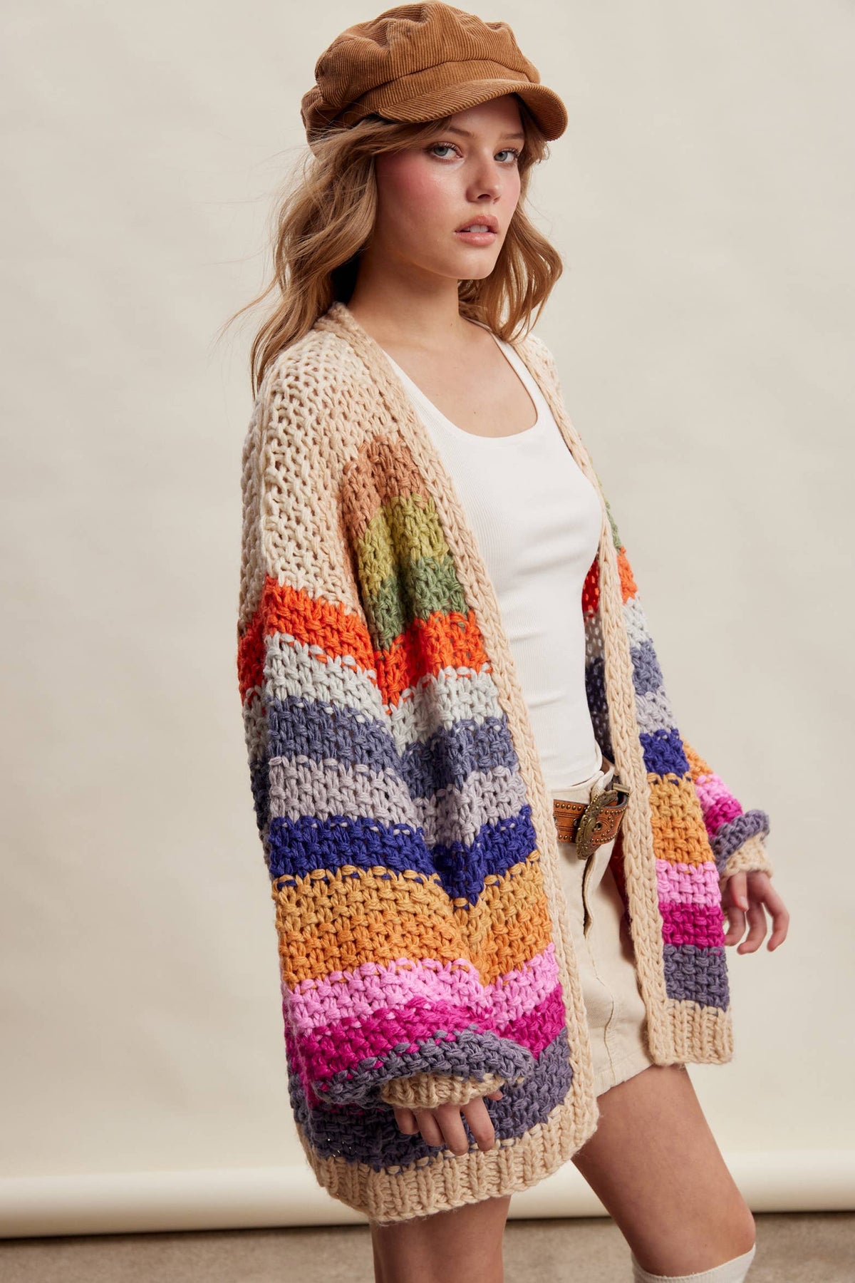 Rainbow Hand-Crochet Open Cardigan LSW0620