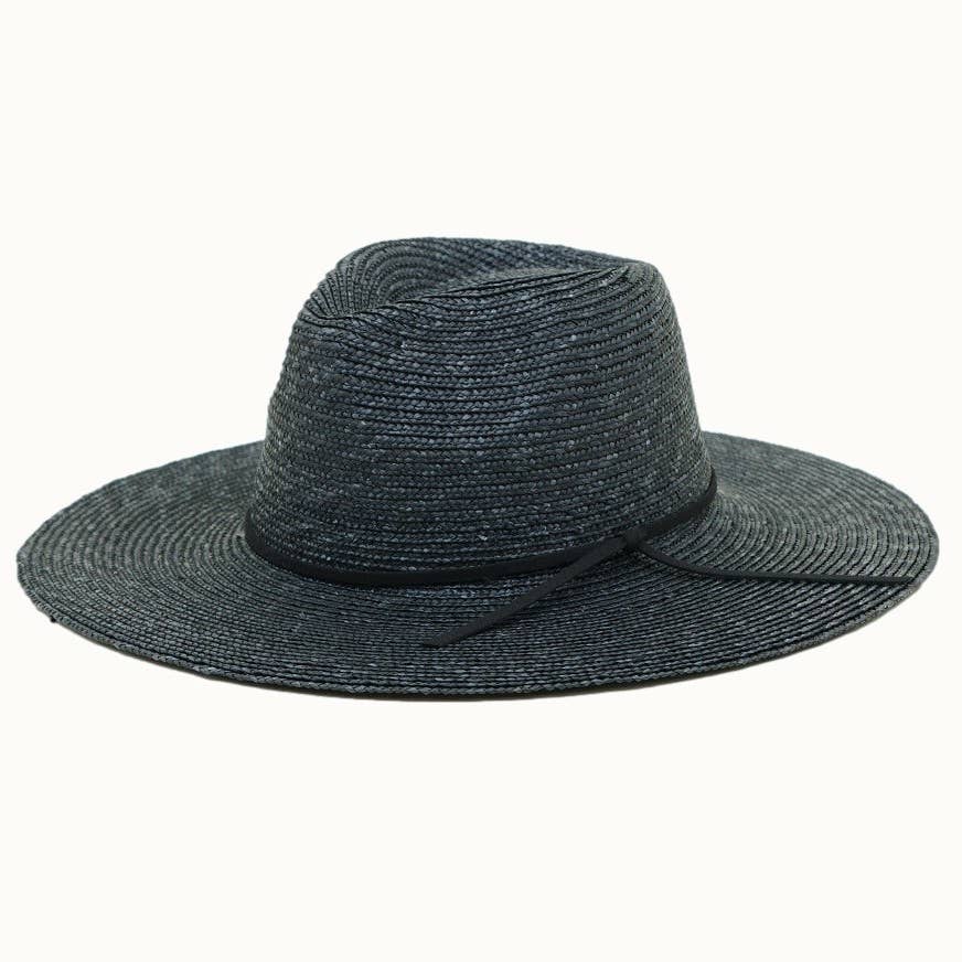 Wide Brim Straw Rancher with Vegan Leather Band
