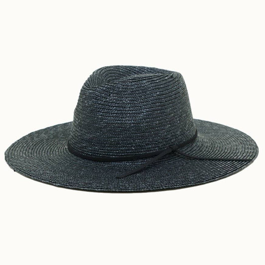 Wide Brim Straw Rancher with Vegan Leather Band
