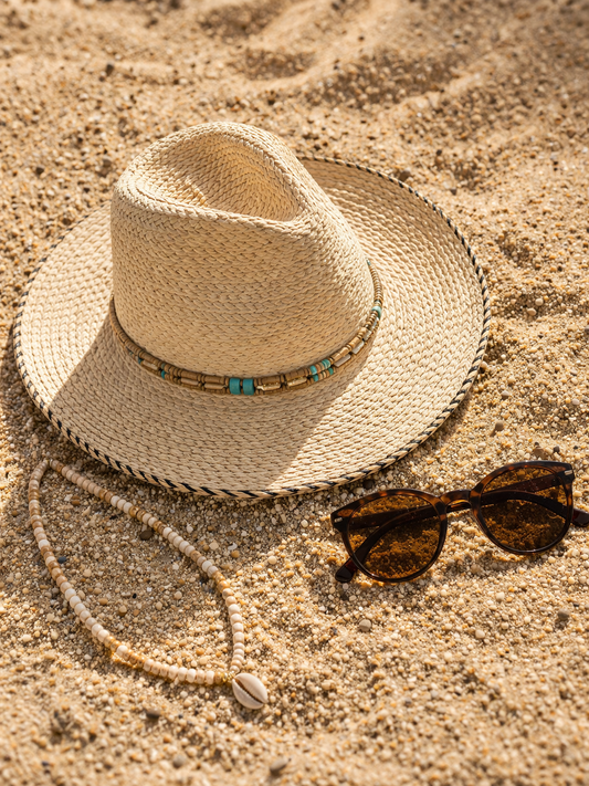 The Turquoise Drift Beaded Straw Hat