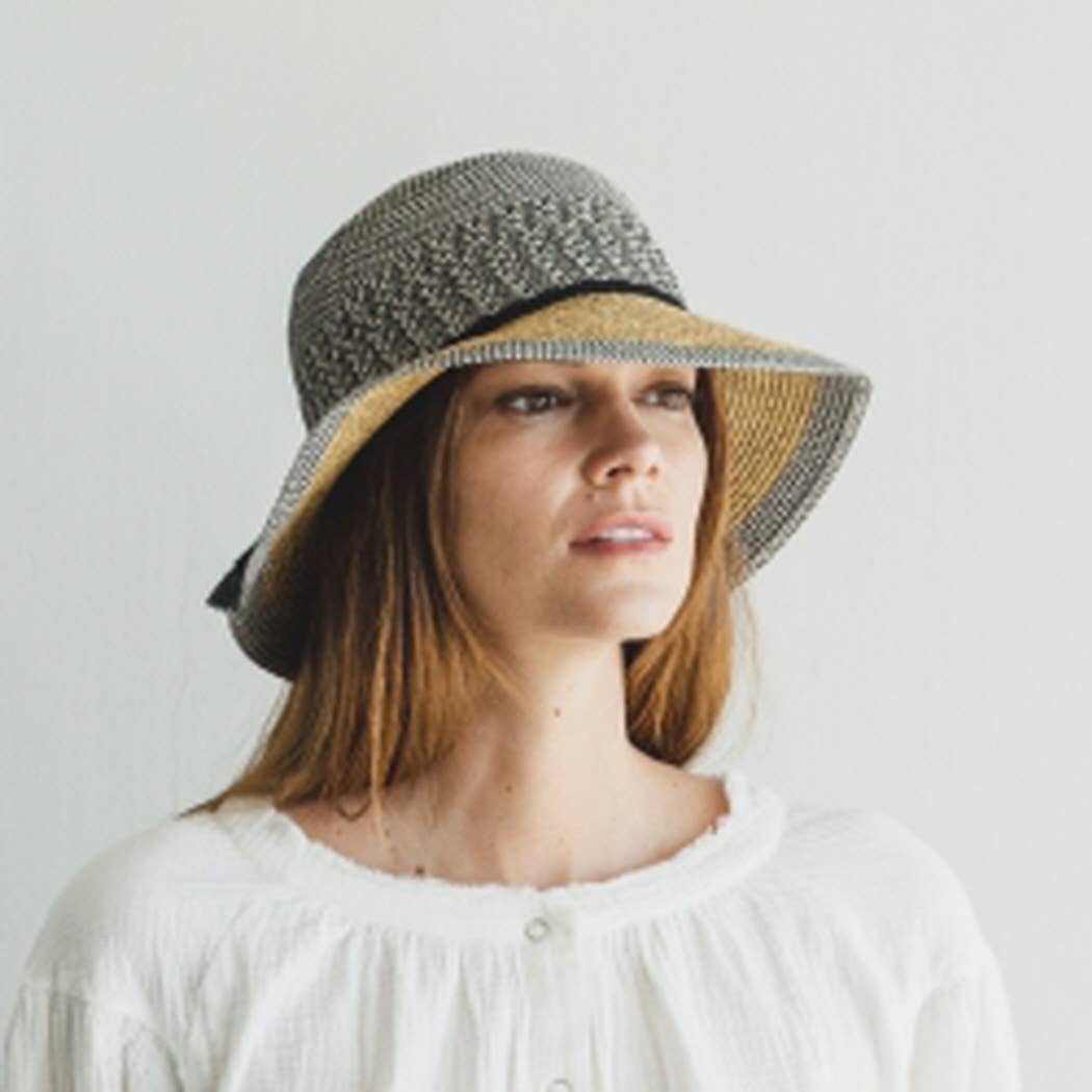 Bestselling summer bucket hat in mixed straws Lacy string ba