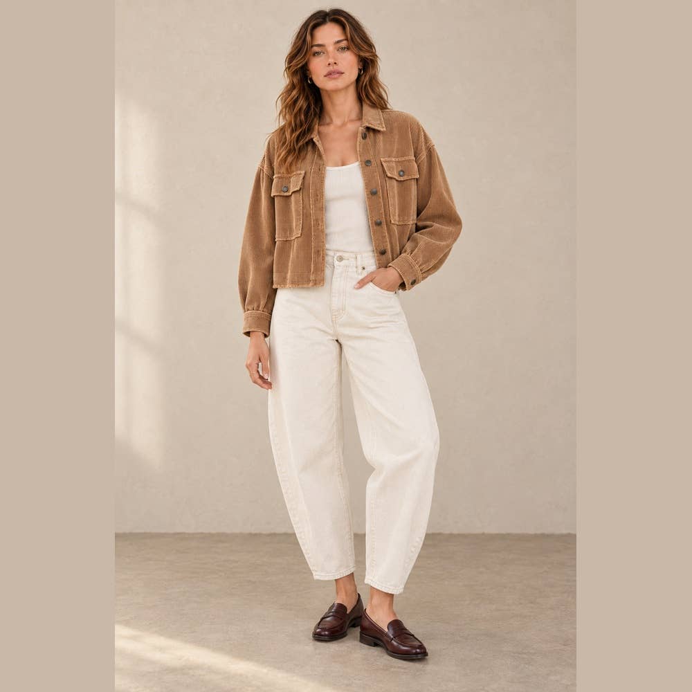 Washed Corduroy Cropped Jacket