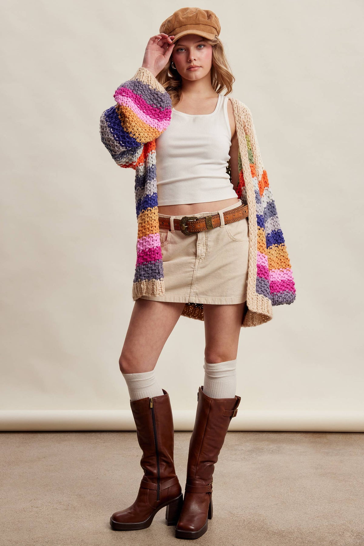 Rainbow Hand-Crochet Open Cardigan LSW0620