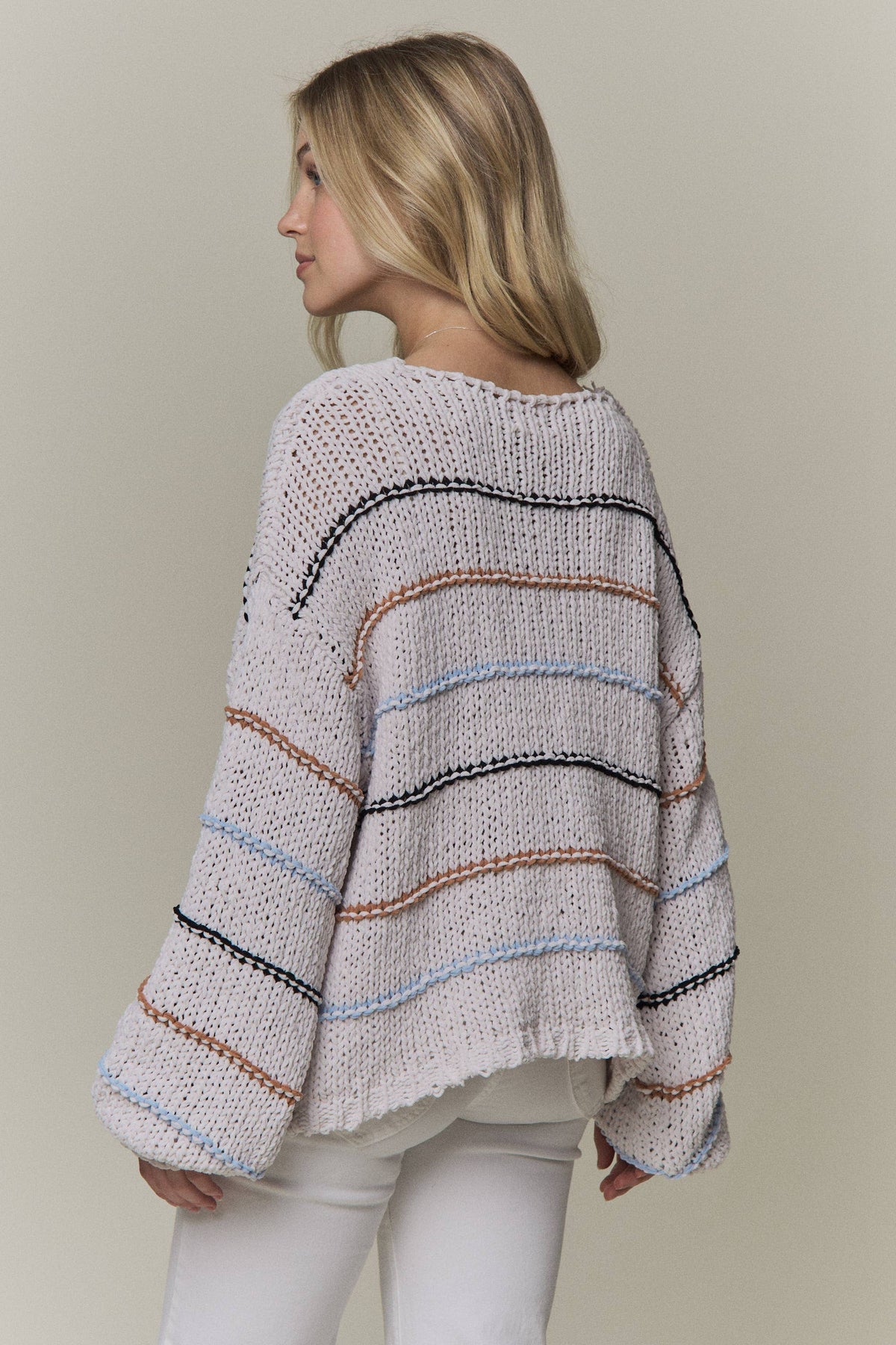 RELAXED STRIPED CHUNKY KNIT SWEATER - CESW4426