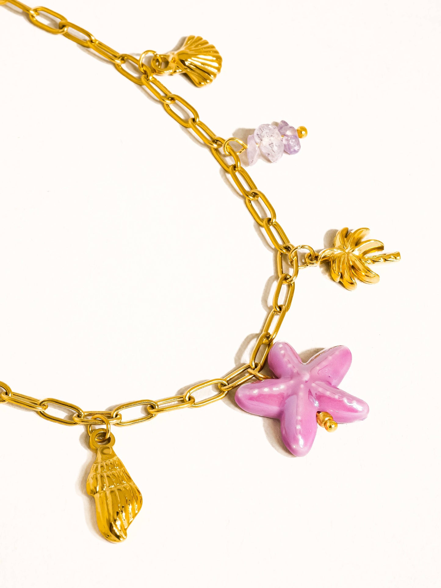 Starfish and Palm Charm Necklace