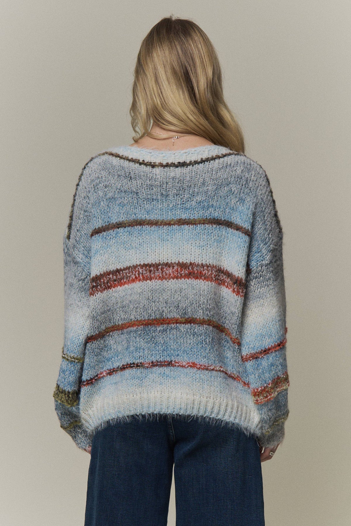 MULTICOLOR STRIPED KNIT SWEATER- CESW4456