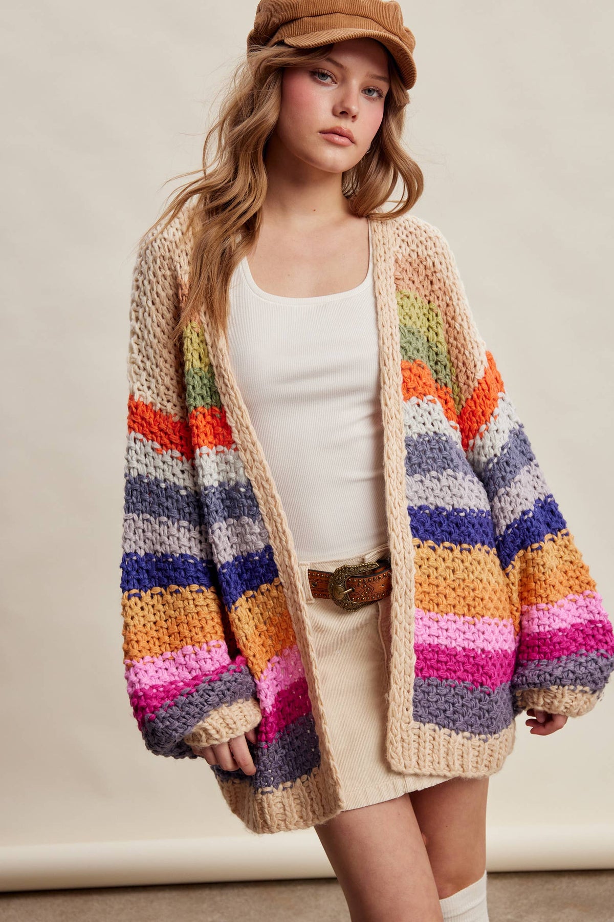 Rainbow Hand-Crochet Open Cardigan LSW0620