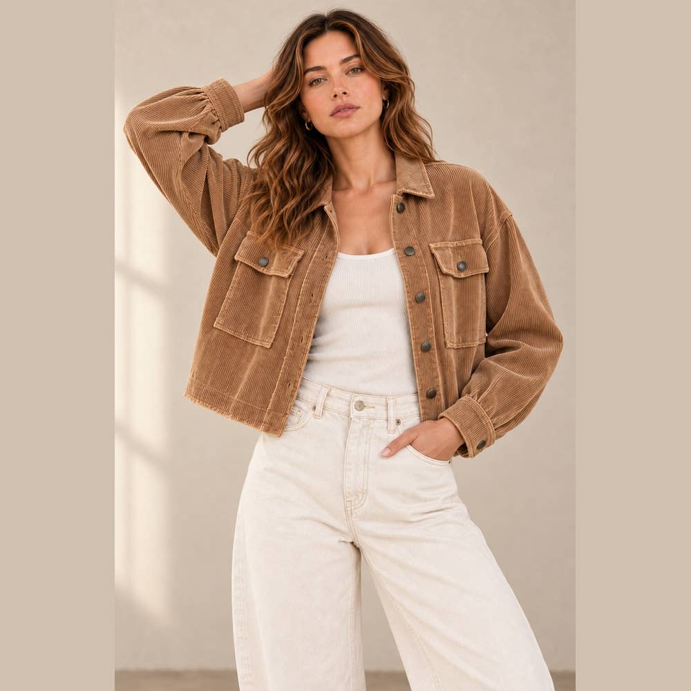 Washed Corduroy Cropped Jacket