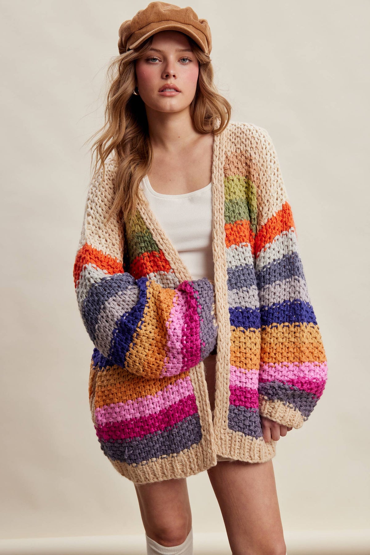 Rainbow Hand-Crochet Open Cardigan LSW0620