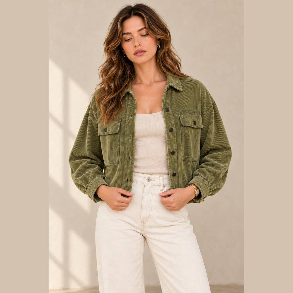 Washed Corduroy Cropped Jacket