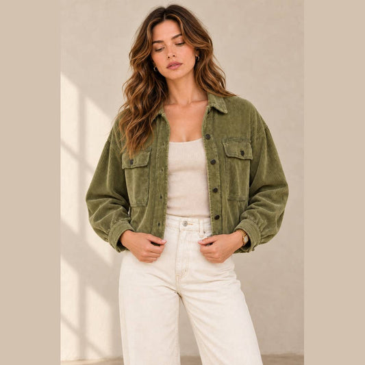 Washed Corduroy Cropped Jacket