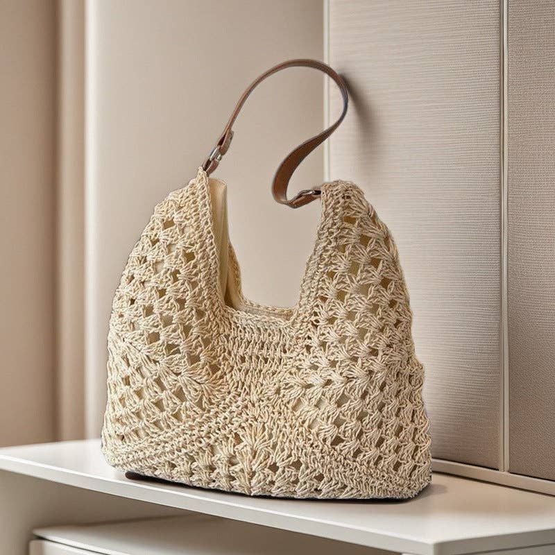 Woven Beach Bag Women's Large Capacity Shoulder Bag Casual Travel