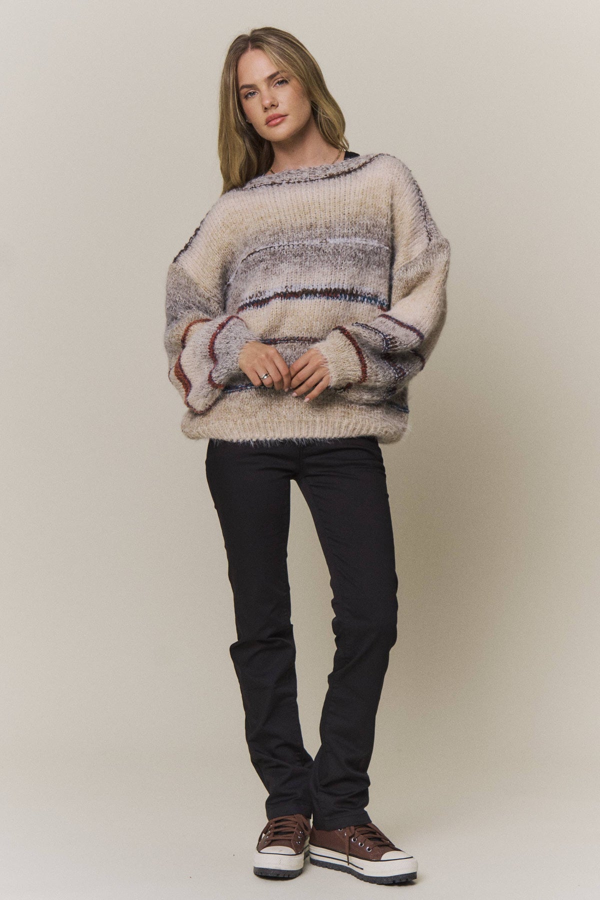 MULTICOLOR STRIPED KNIT SWEATER- CESW4456