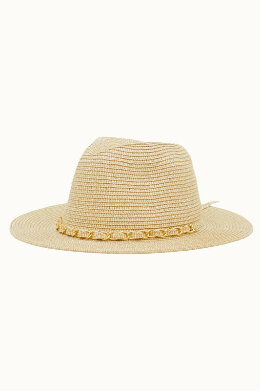 Chained Paper Straw Crushable Packable Fedora, Adjustable