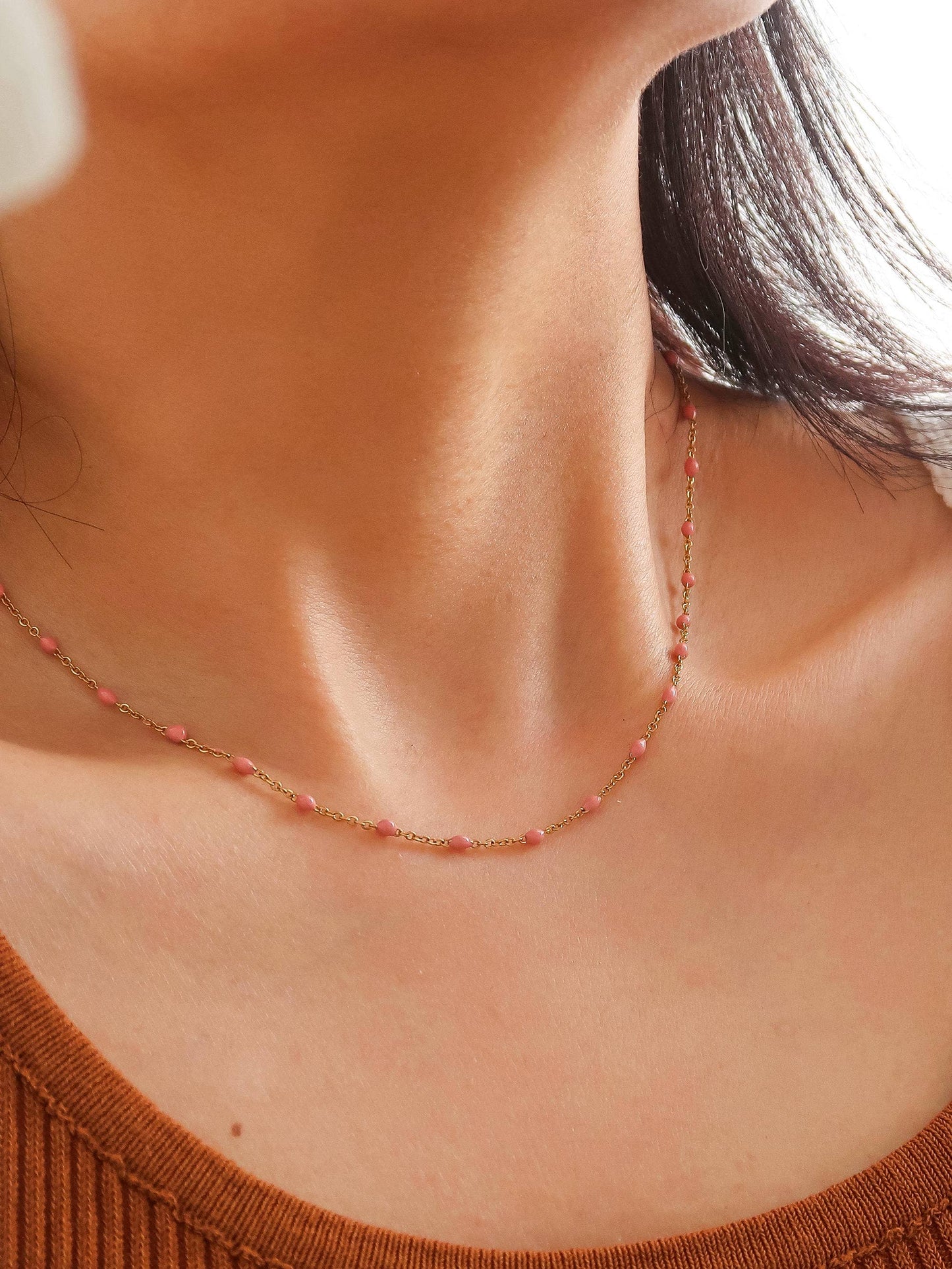 Soleil Beaded Petite Chain Necklace
