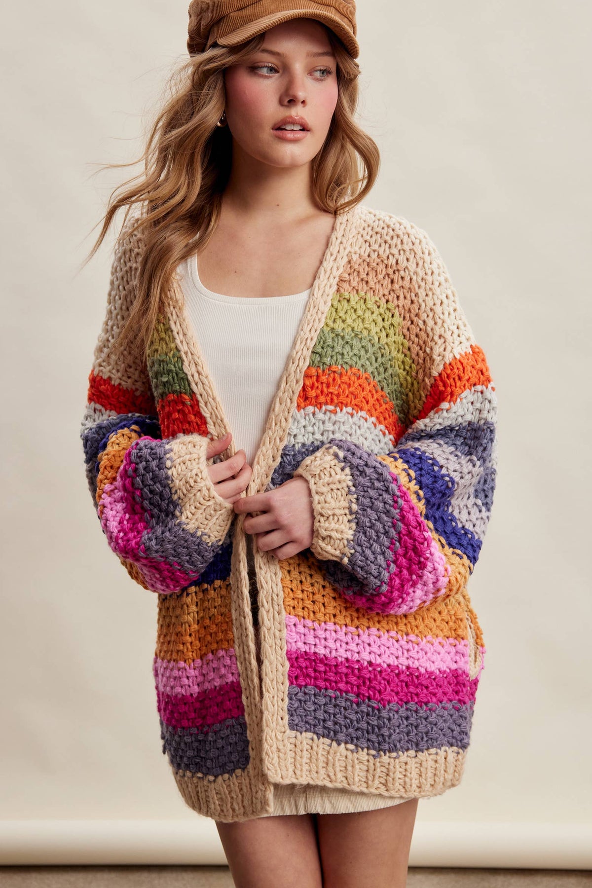 Rainbow Hand-Crochet Open Cardigan LSW0620