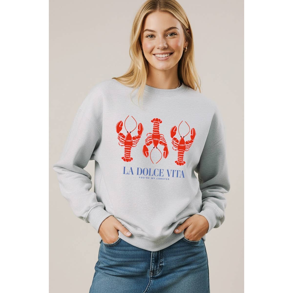 The Sweet Life Lobster Coastal Graphic Fleece Sweatshirt