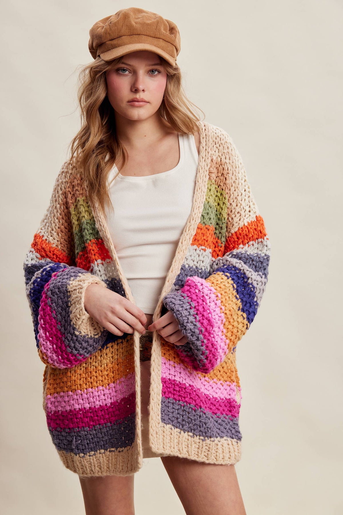 Rainbow Hand-Crochet Open Cardigan LSW0620