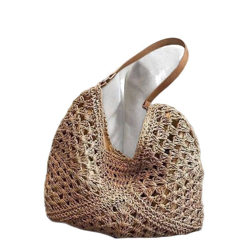 Woven Beach Bag Women's Large Capacity Shoulder Bag Casual Travel