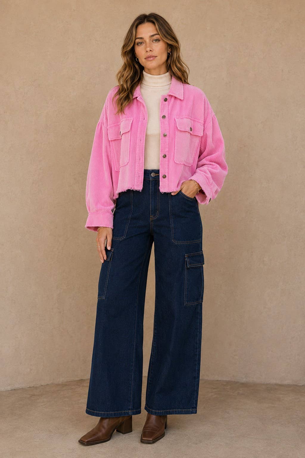 Washed Corduroy Cropped Jacket