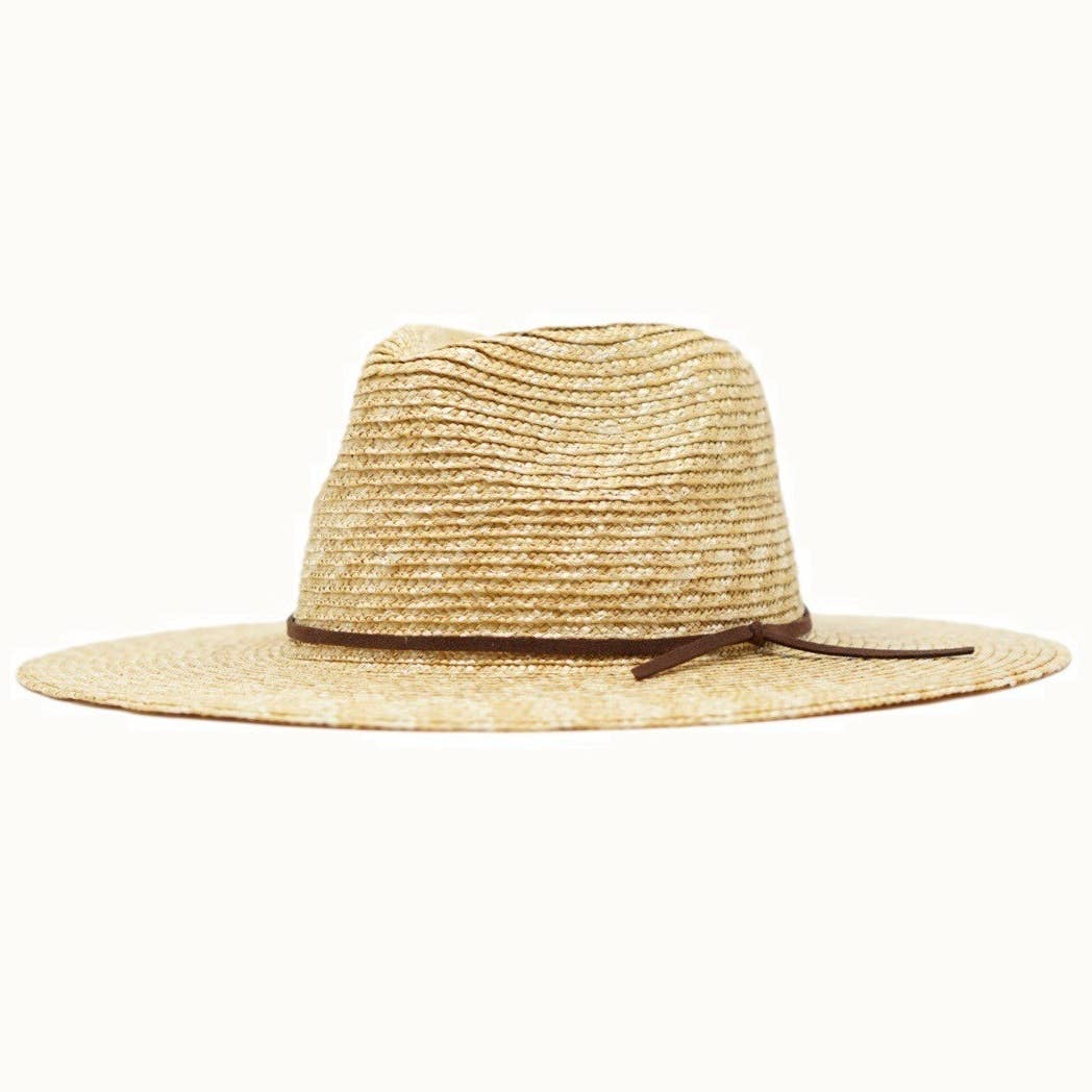 Classic Straw Rancher with Vegan Leather Cord , Adjustable