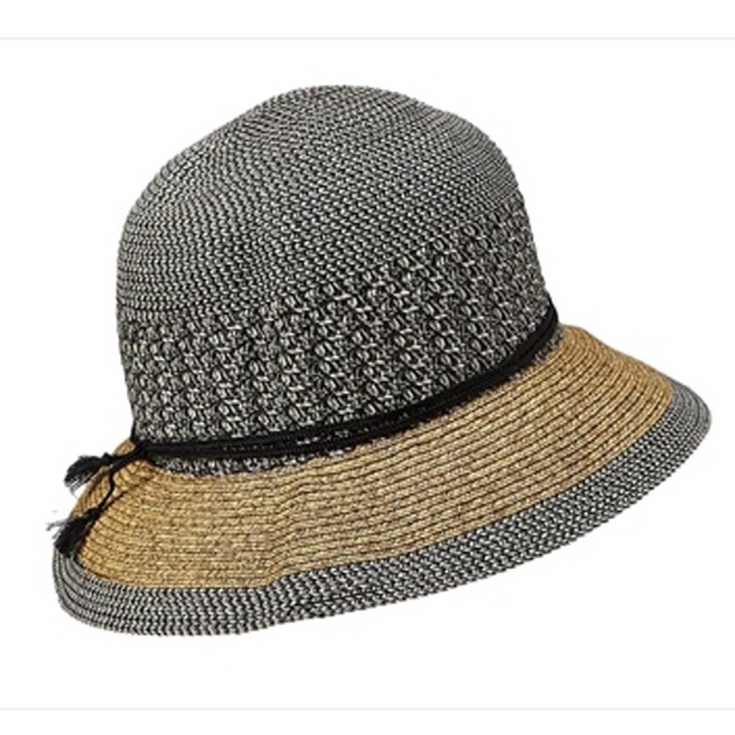 Bestselling summer bucket hat in mixed straws Lacy string ba