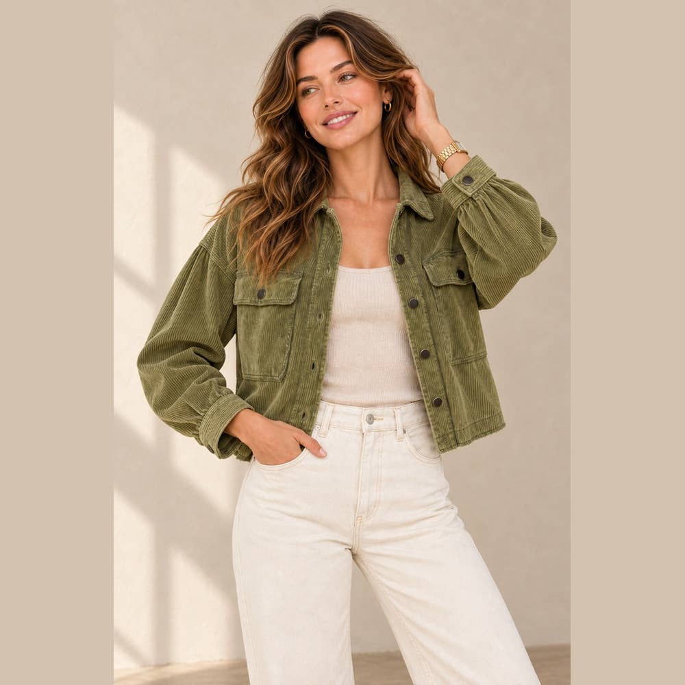 Washed Corduroy Cropped Jacket