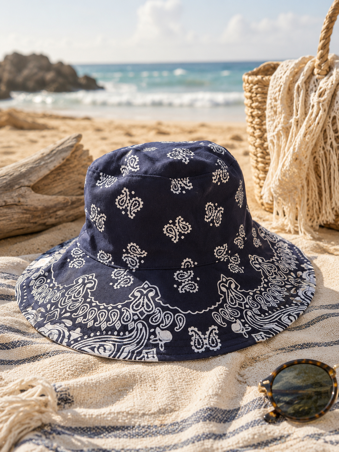 The Coastal Navy Paisley Bucket