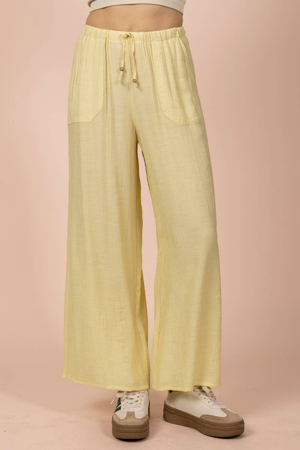 NP71047-Wide Leg Woven Pants