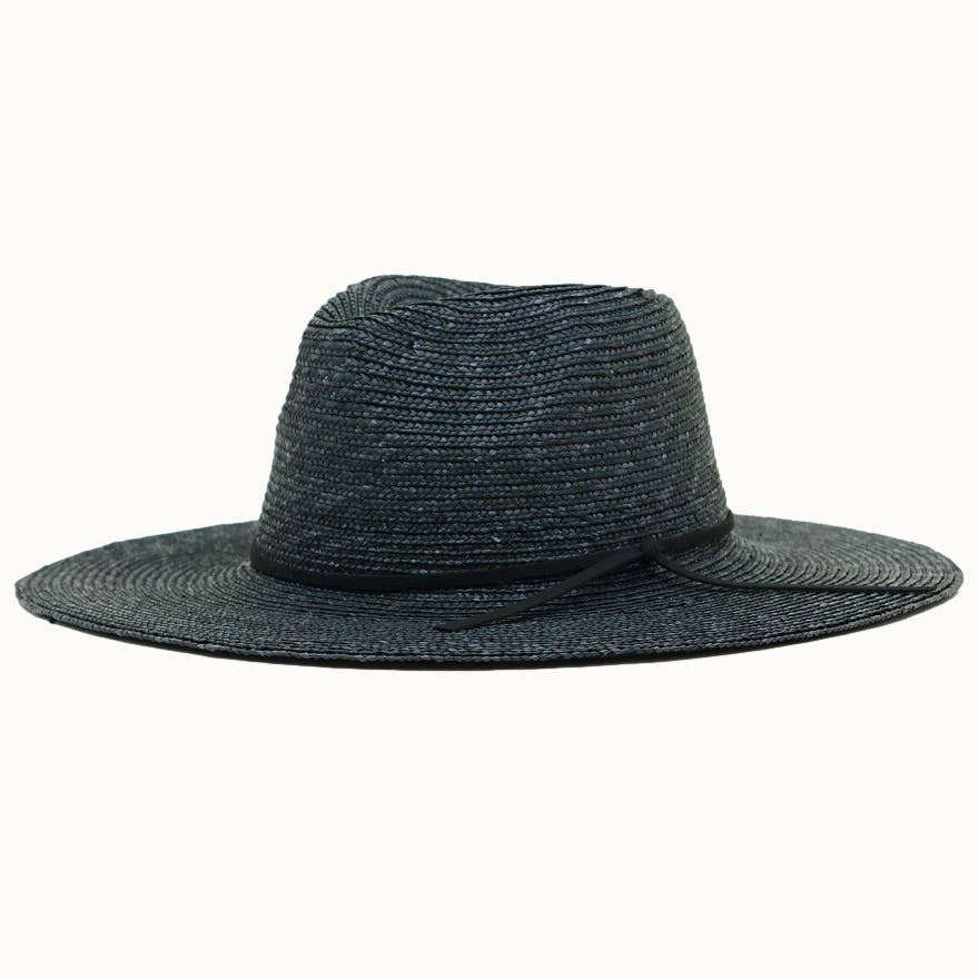 Wide Brim Straw Rancher with Vegan Leather Band