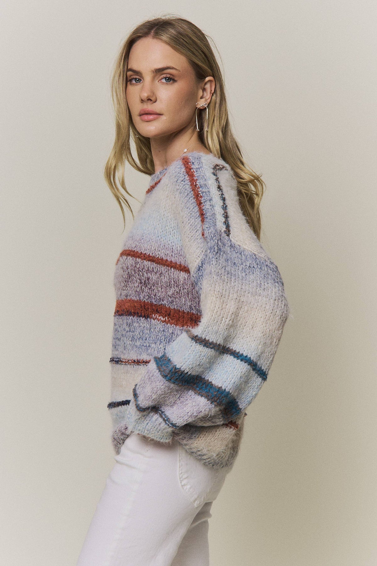 MULTICOLOR STRIPED KNIT SWEATER- CESW4456
