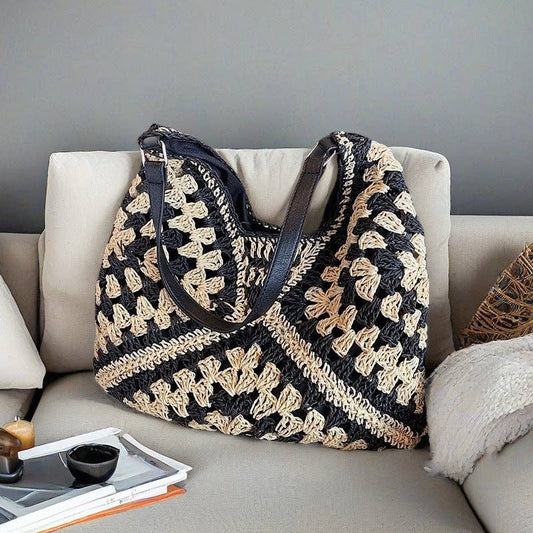 Woven Beach Bag Women's Large Capacity Shoulder Bag Casual Travel