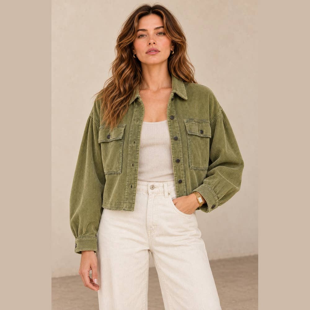 Washed Corduroy Cropped Jacket