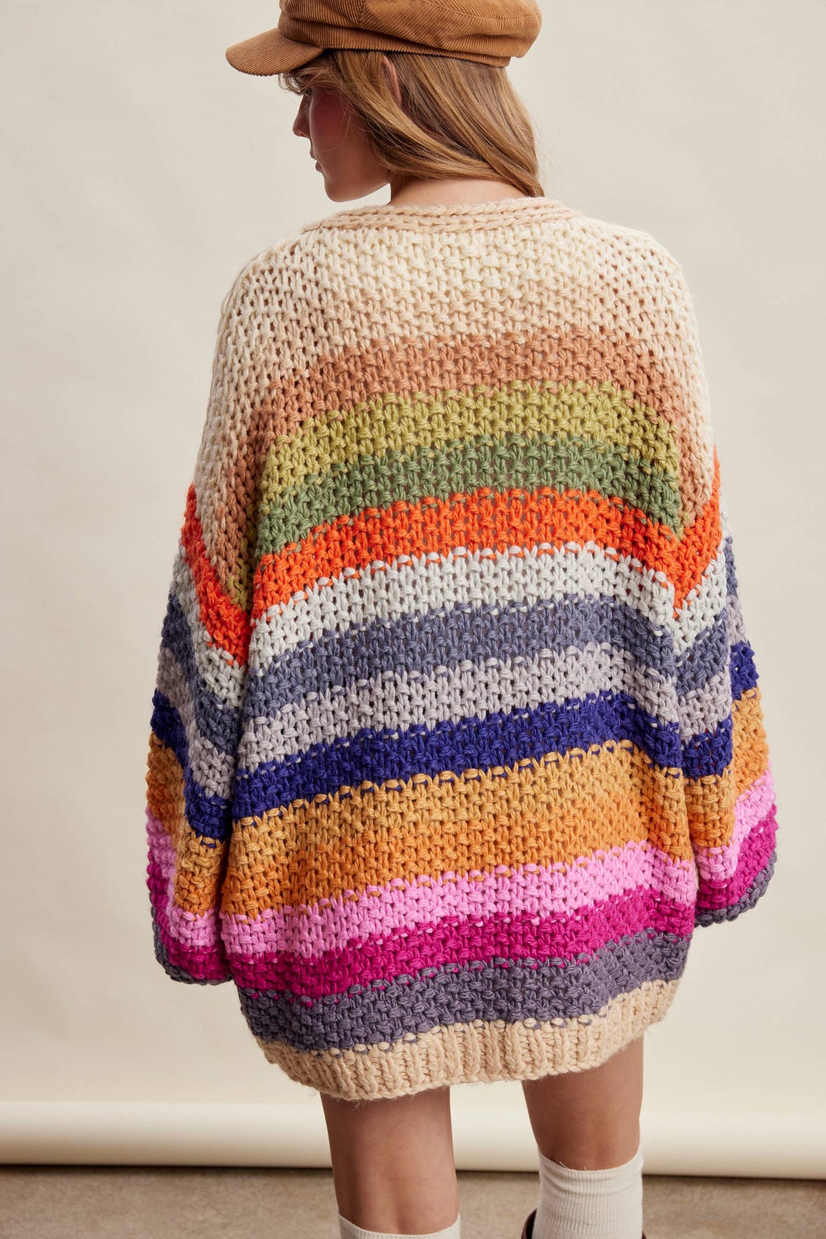 Rainbow Hand-Crochet Open Cardigan LSW0620