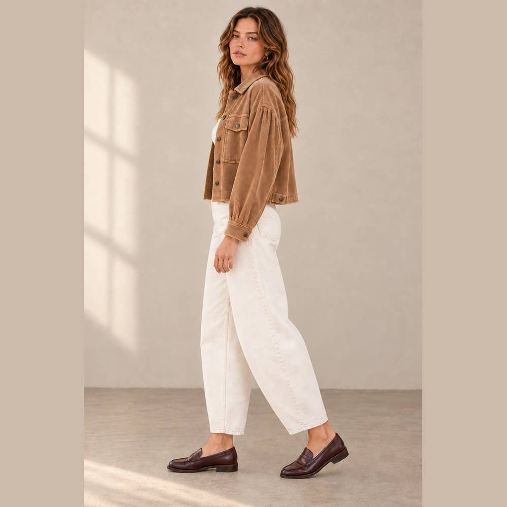 Washed Corduroy Cropped Jacket