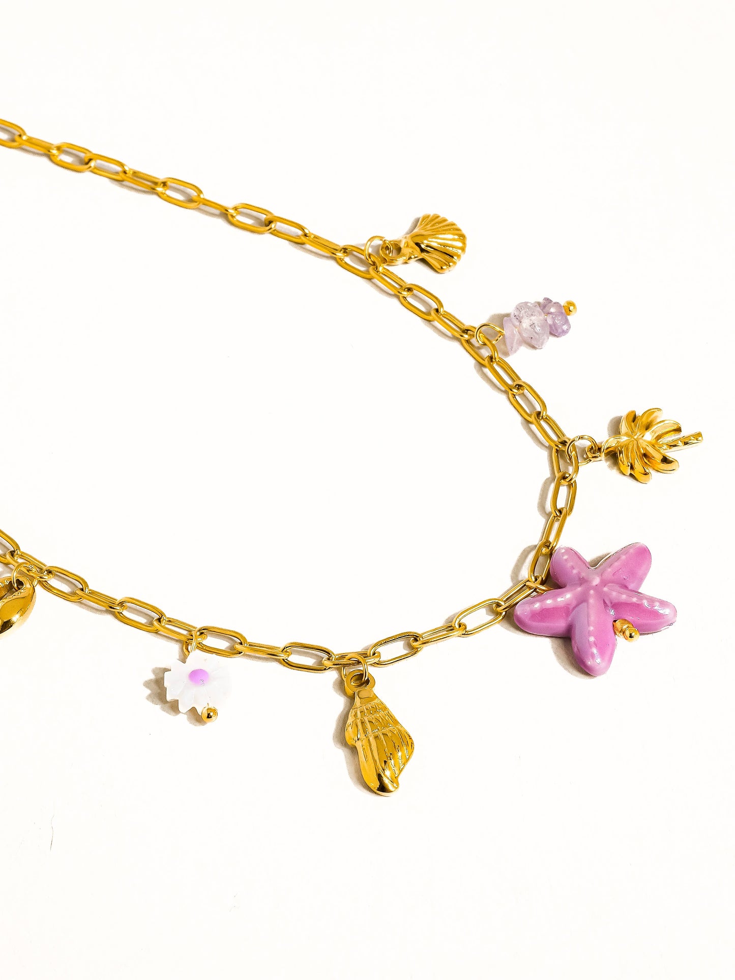 Starfish and Palm Charm Necklace