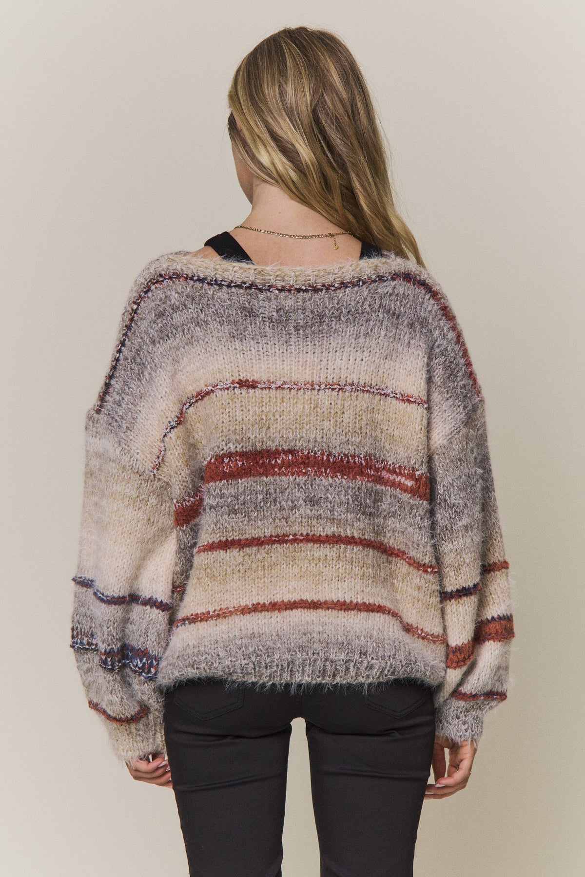 MULTICOLOR STRIPED KNIT SWEATER- CESW4456
