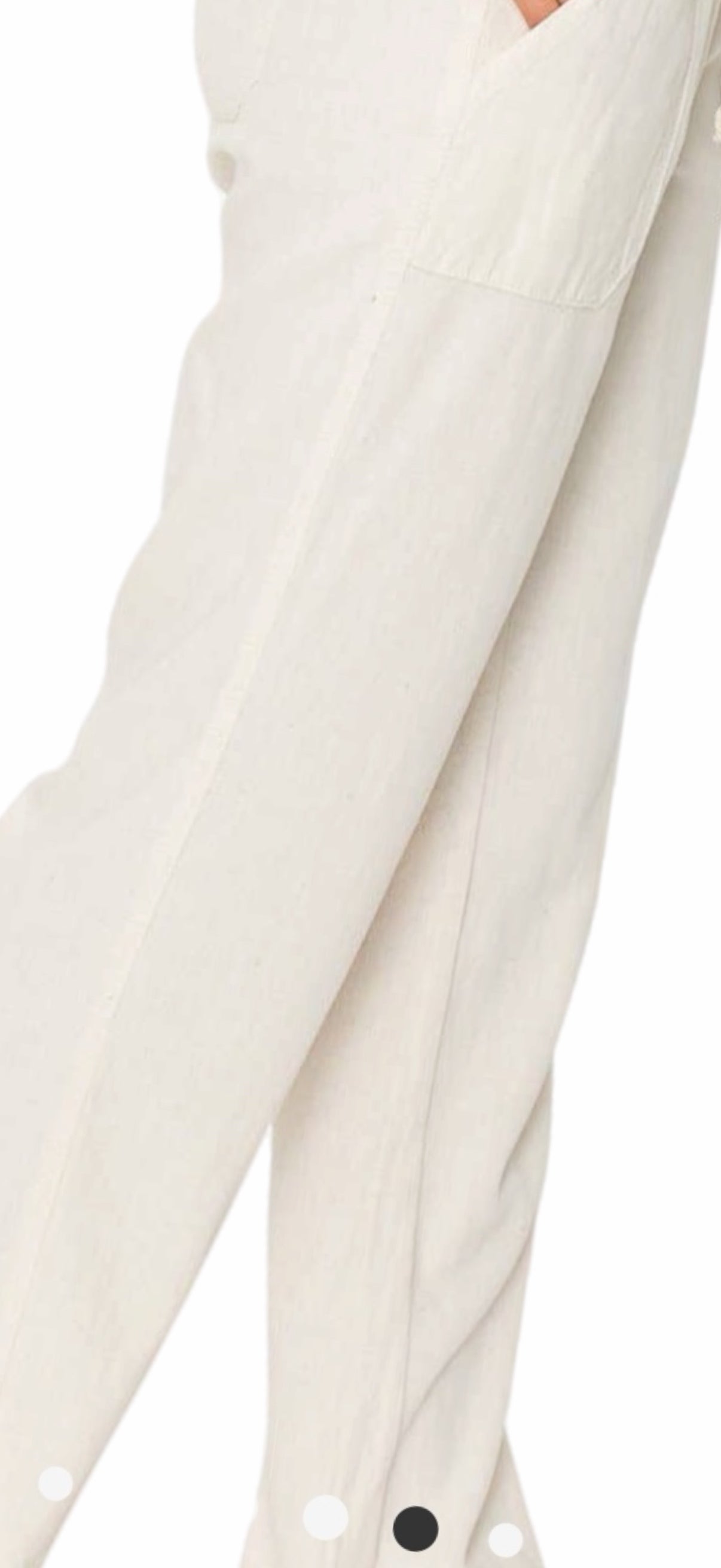 White LINEN WIDE-LEG DRAWSTRING PANT