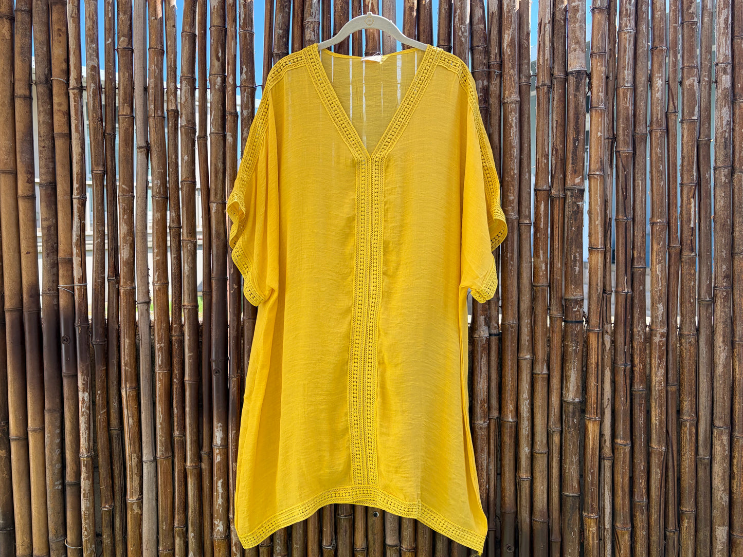 The Selene Lace‑Trim Kaftan