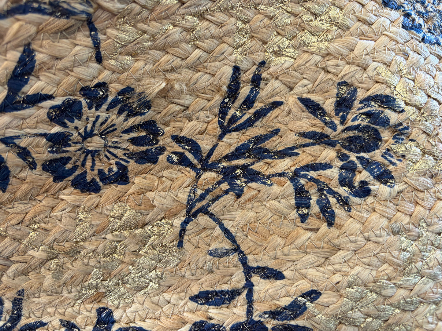 The Indigo Petal Straw Tote