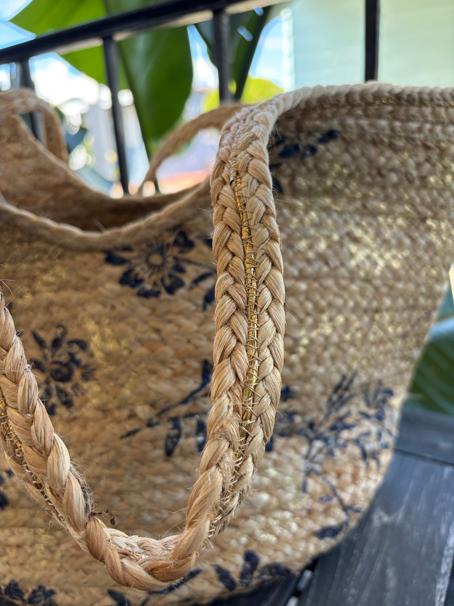 The Indigo Petal Straw Tote